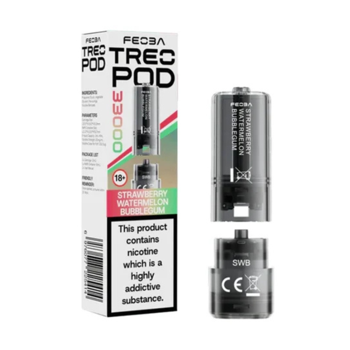 FEOBA TREO 33K Pod - Strawberry Watermelon Bubblegum