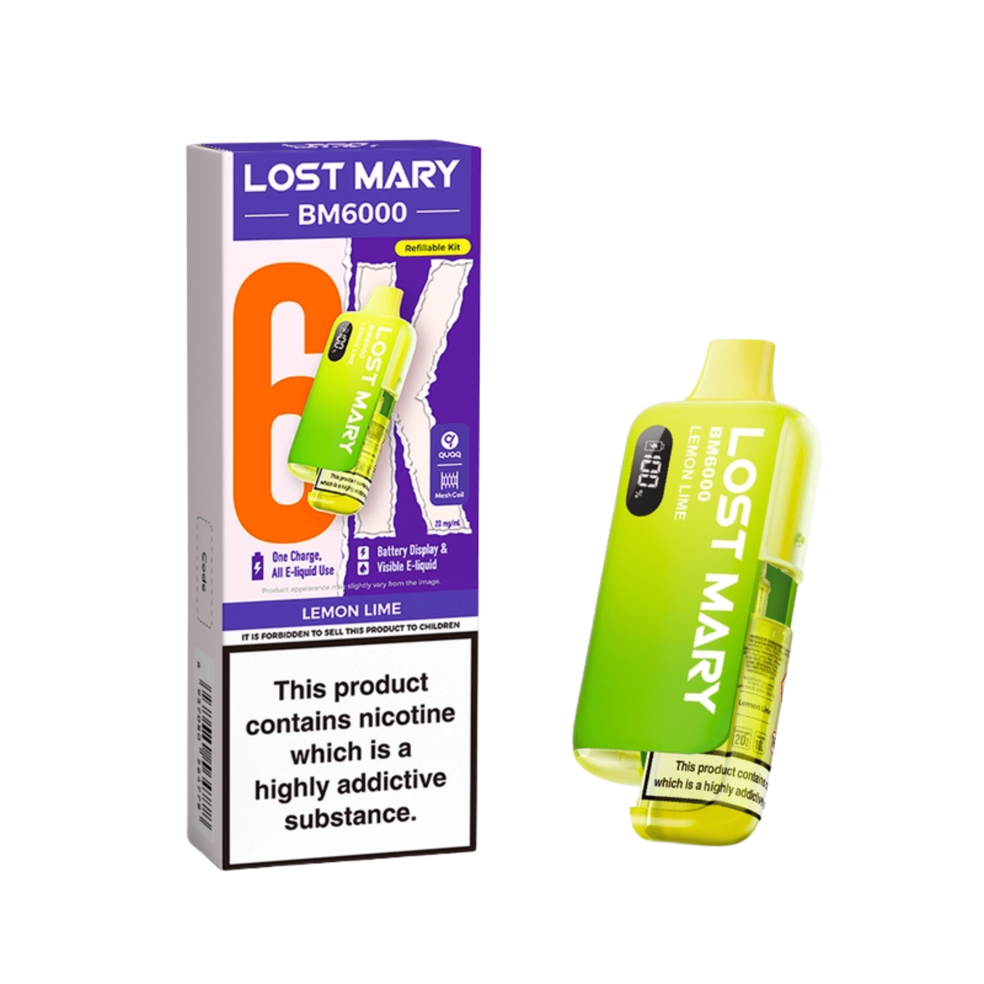 Lost Mary BM6000 - Refillable Kit Lemon Lime 20mg - Electromist.co.ukLost Mary