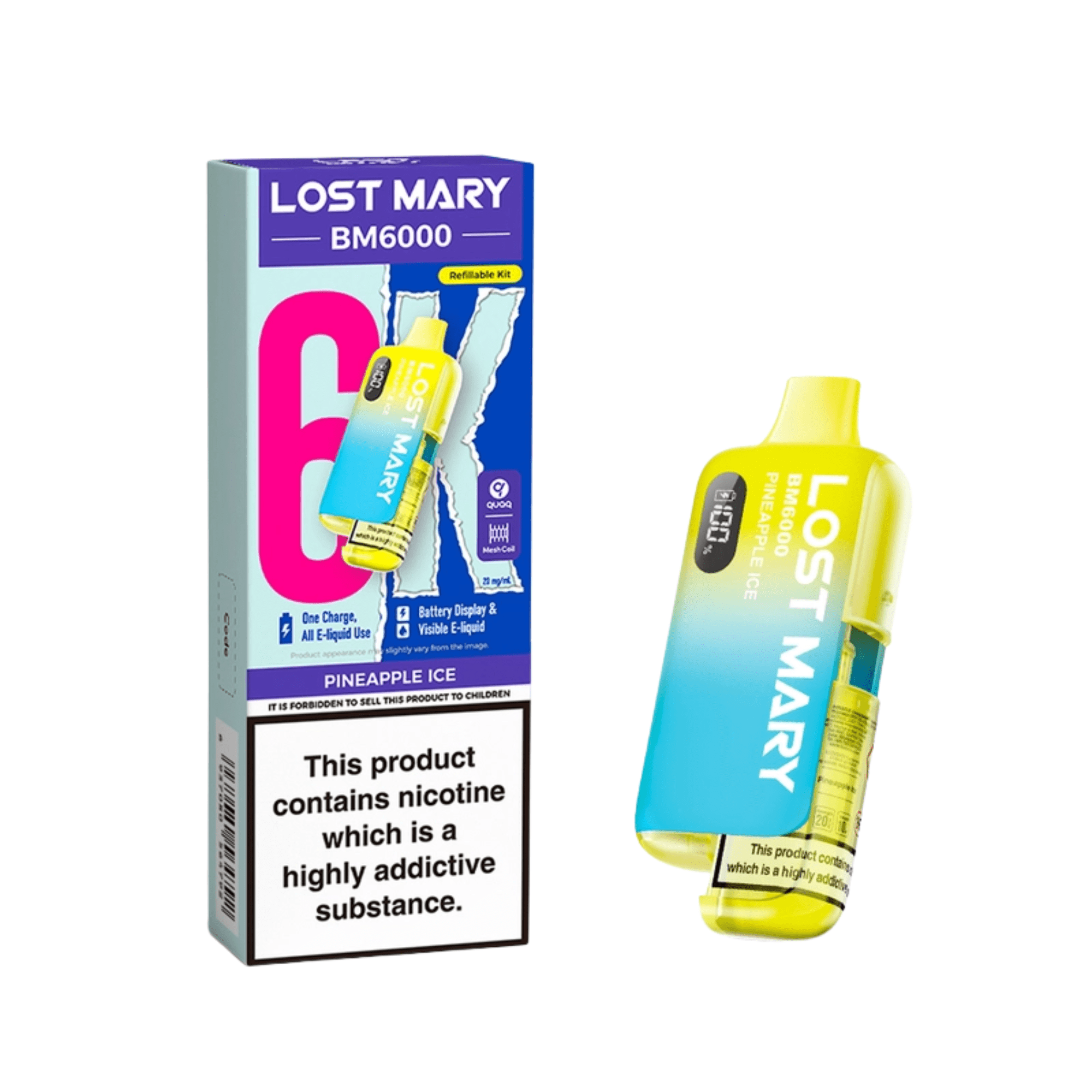 Lost Mary BM6000 - Refillable Kit Pineapple Ice 20mg - Electromist.co.ukLost Mary