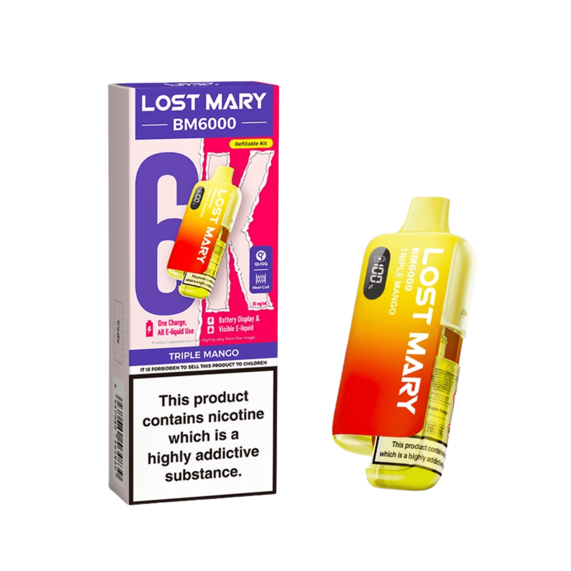 Lost Mary BM6000 - Refillable Kit Triple Mango 20mg - Electromist.co.ukLost Mary