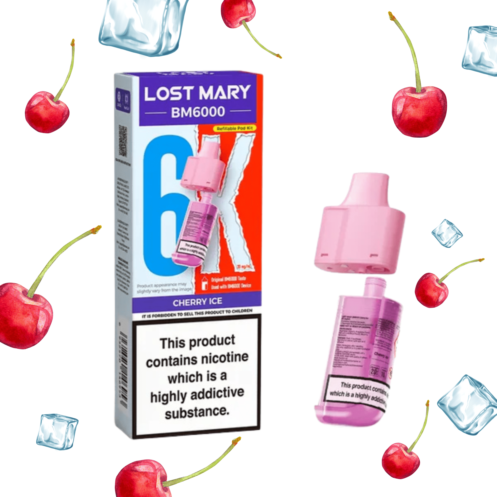 Lost Mary BM6000 - Refillable Pods Cherry Ice 20mg - Electromist.co.ukE - LiquidLost Mary