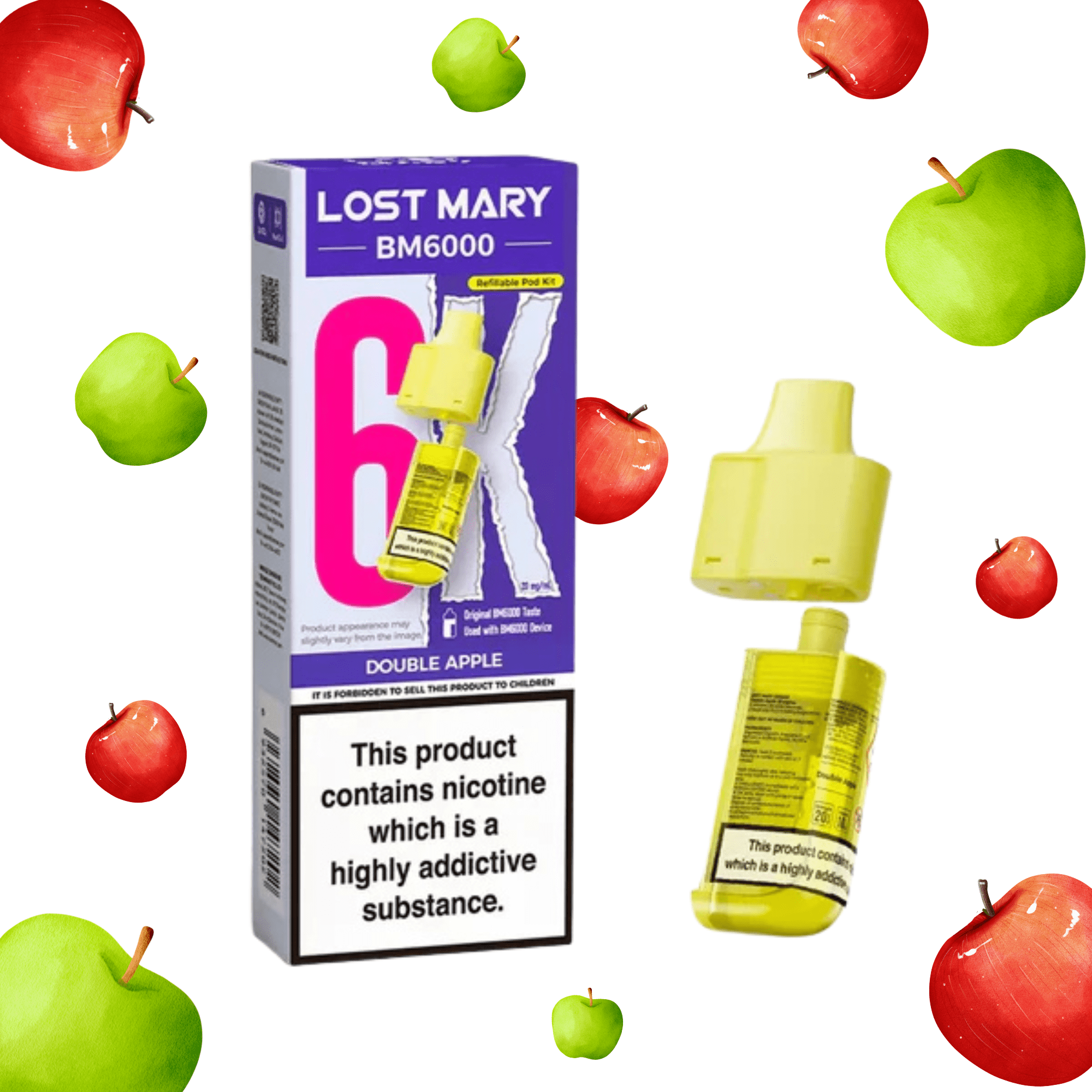 Lost Mary BM6000 - Refillable Pods Double Apple 20mg - Electromist.co.ukLost Mary