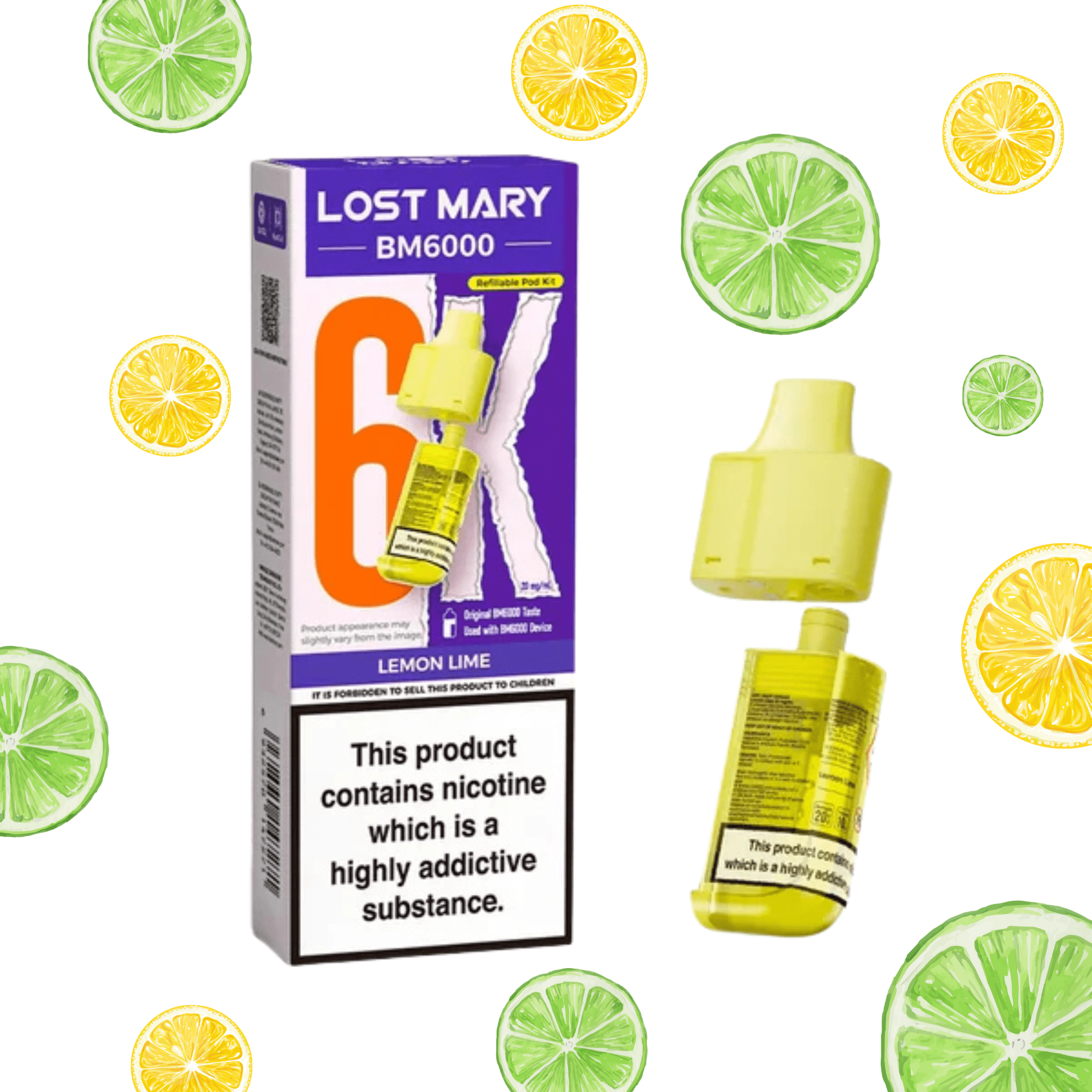 Lost Mary BM6000 - Refillable Pods Lemon Lime 20mg - Electromist.co.ukLost Mary