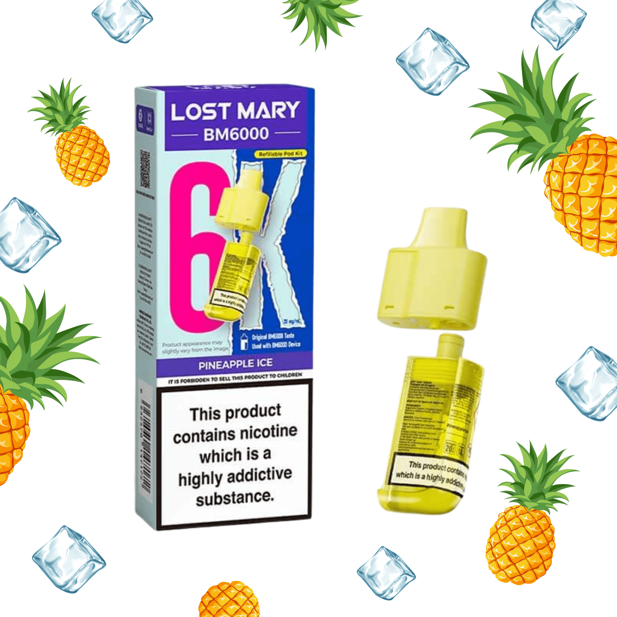 Lost Mary BM6000 - Refillable Pods Pineapple Ice 20mg - Electromist.co.ukPod kitsLost Mary