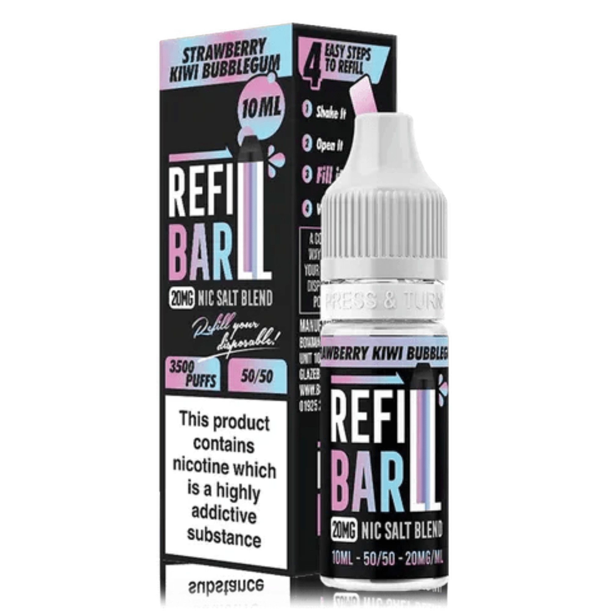 Refill Bar - Strawberry Kiwi Bubblegum 10ml - Electromist.co.ukE - LiquidRefill Bar