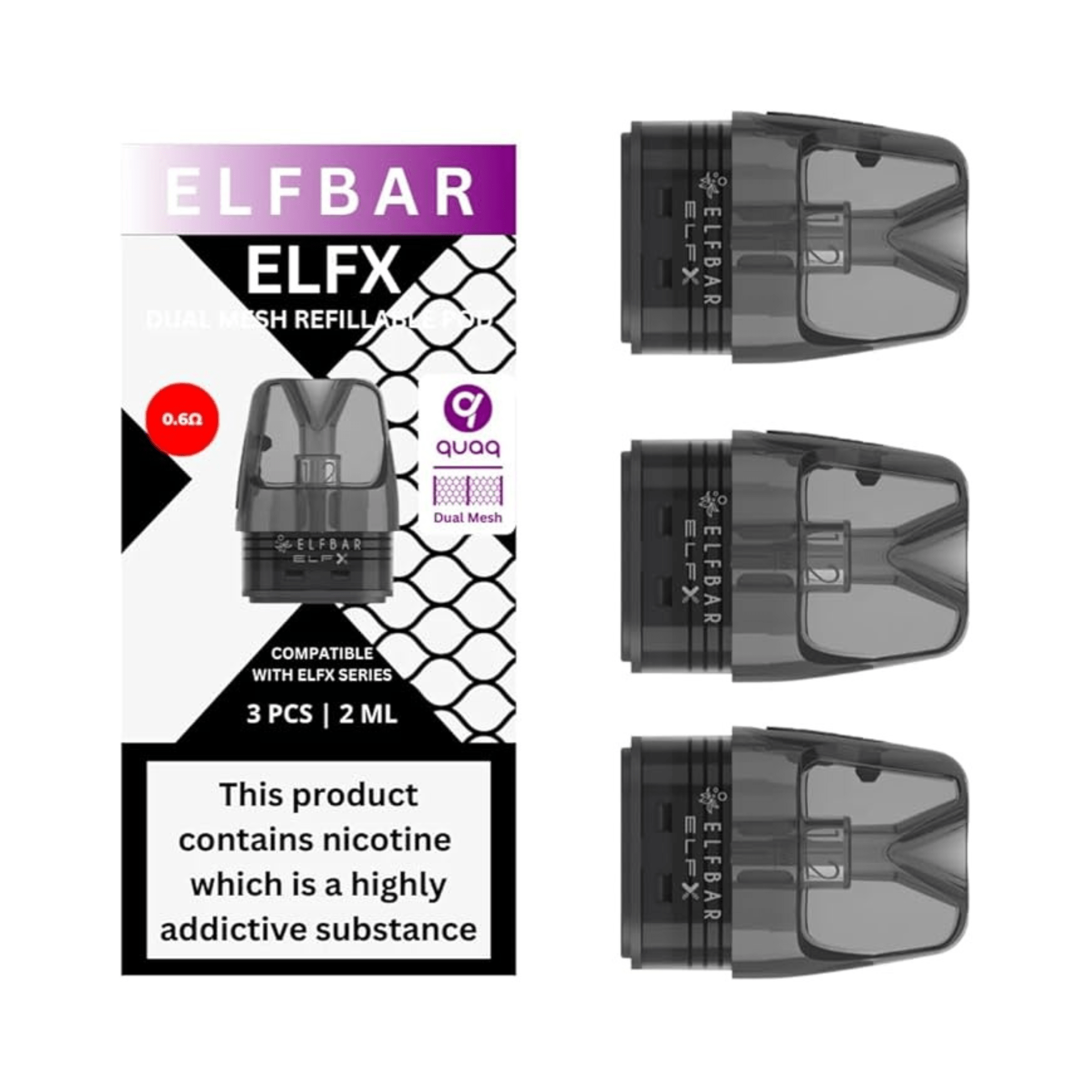 ELFBER ELFX Dual Mesh Refillable Pods 0.6ohm (pack of 3) - Electromist.co.ukpodsElf Bar