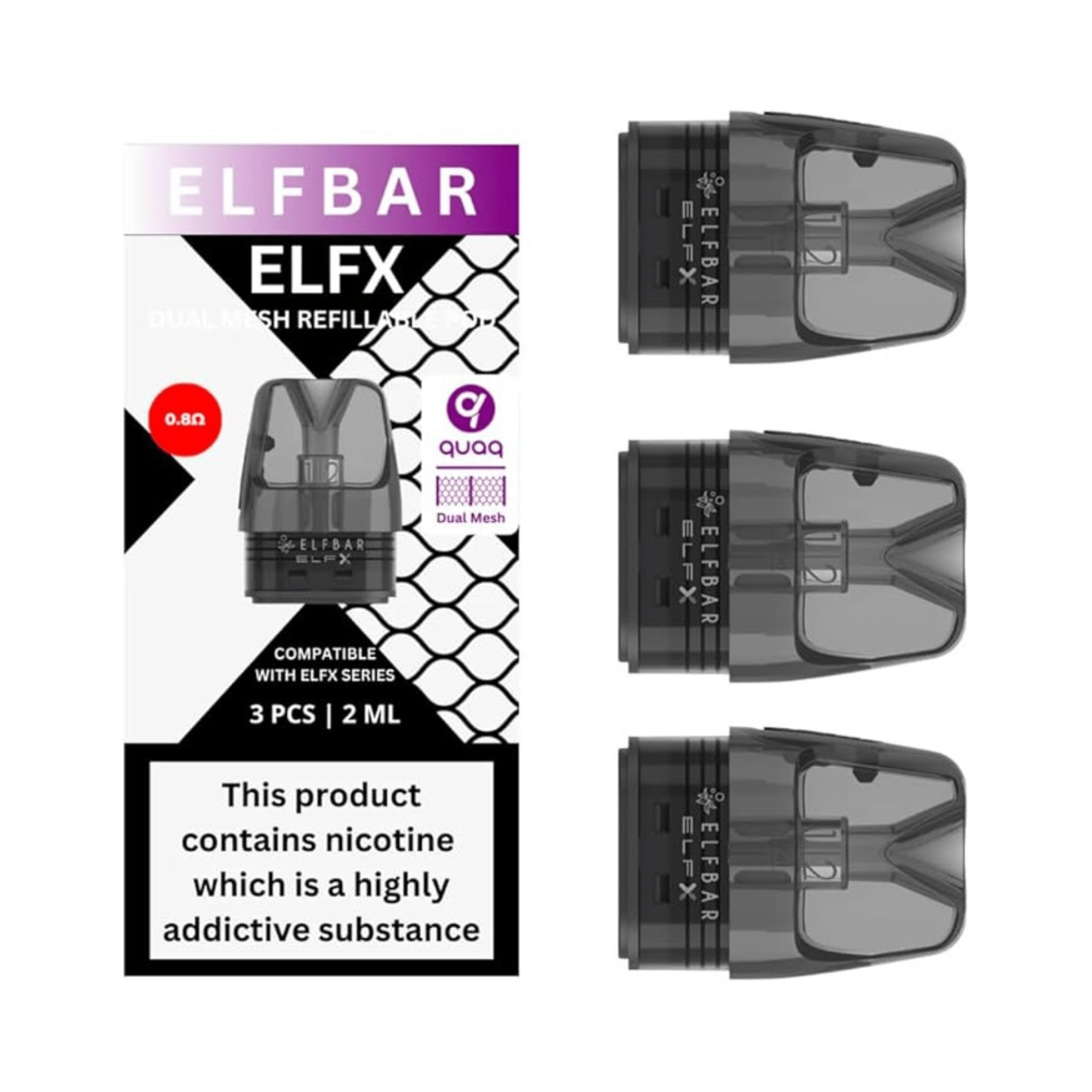 ELFBER ELFX Dual Mesh Refillable Pods 0.8ohm (pack of 3) - Electromist.co.ukpodsElf Bar