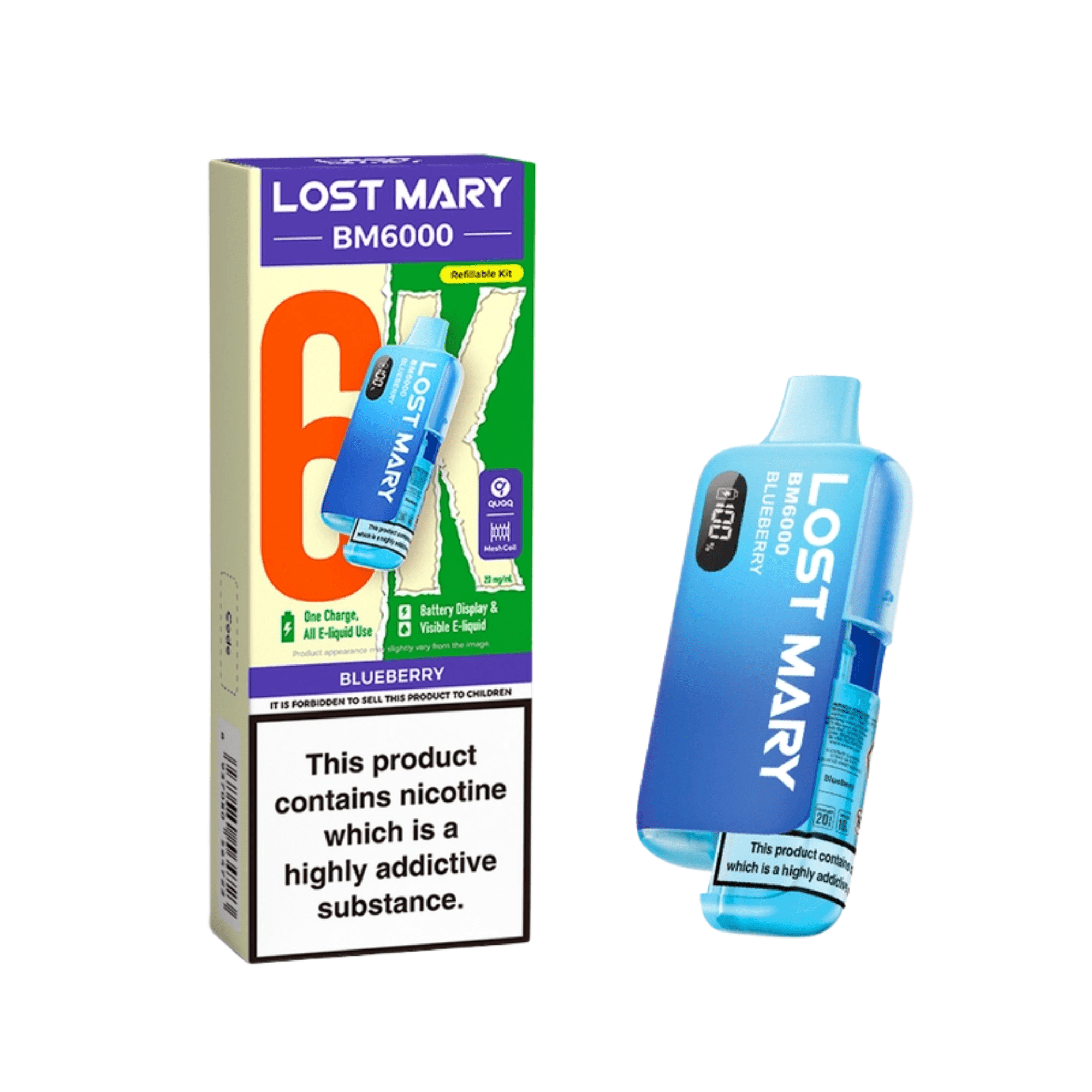 Lost Mary BM6000 - Refillable Kit Blueberry 20mg - Electromist.co.ukLost Mary