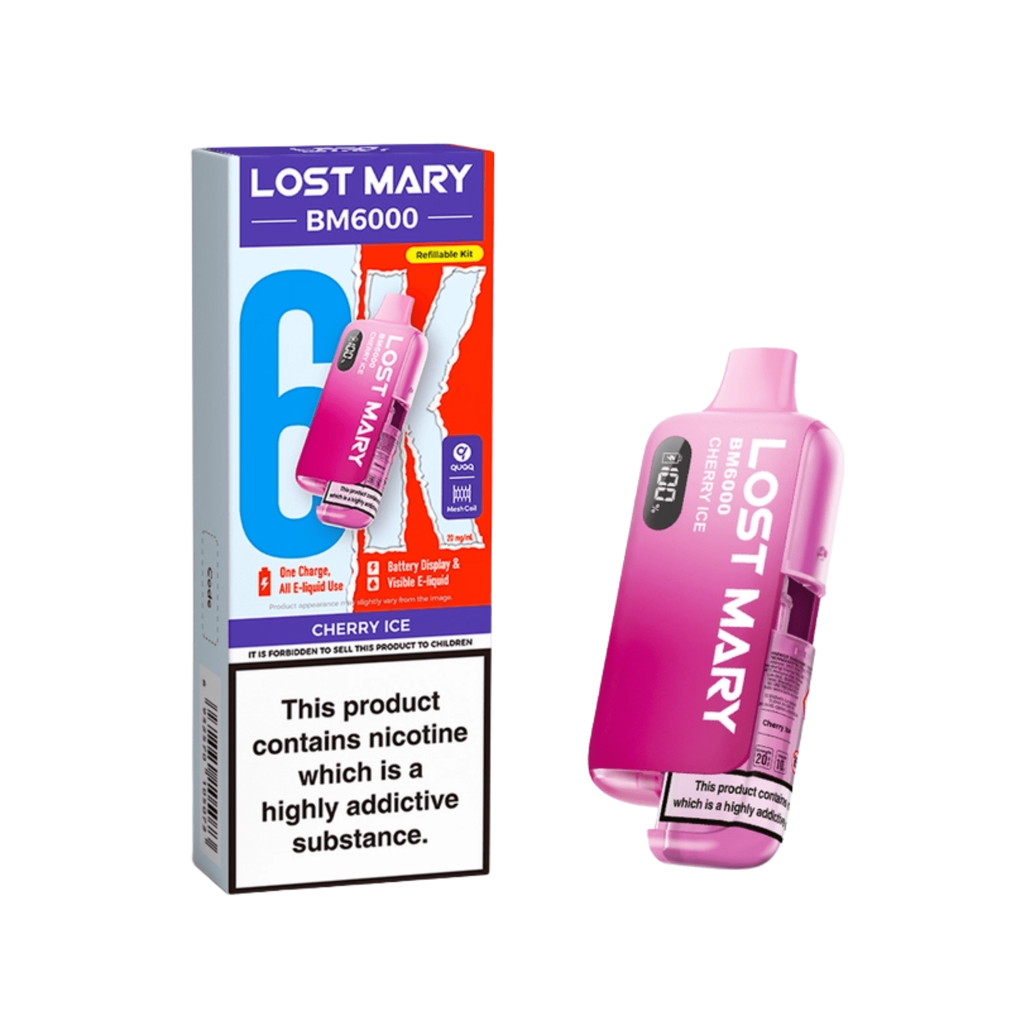 Lost Mary BM6000 - Refillable Kit Cherry Ice 20mg - Electromist.co.ukLost Mary