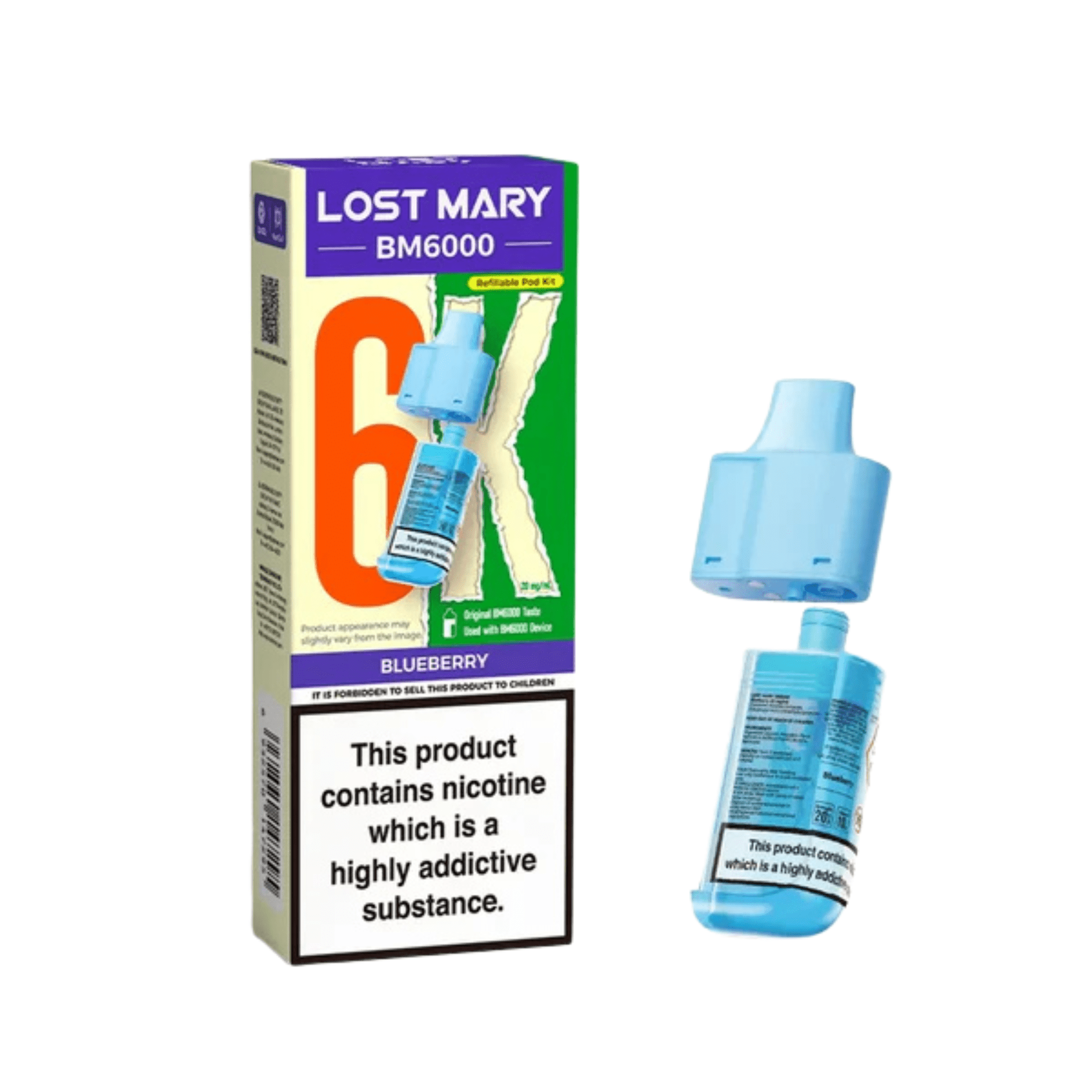 Lost Mary BM6000 - Refillable Pods Blueberry 20mg - Electromist.co.ukLost Mary