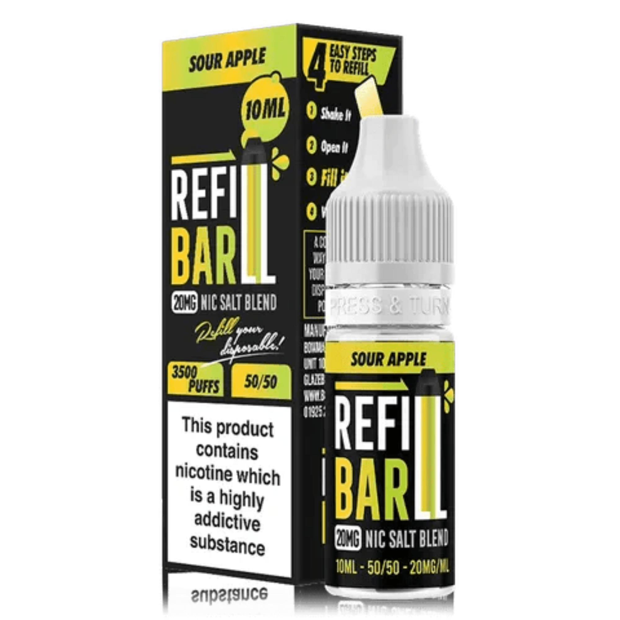 Refill Bar - Sour Apple 10ml - Electromist.co.ukE - LiquidRefill Bar