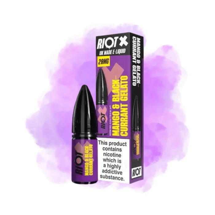 Riot X Nic Salts 10ML - Mango Blackcurrent Geleto - Electromist.co.ukE - LiquidRiot Squad
