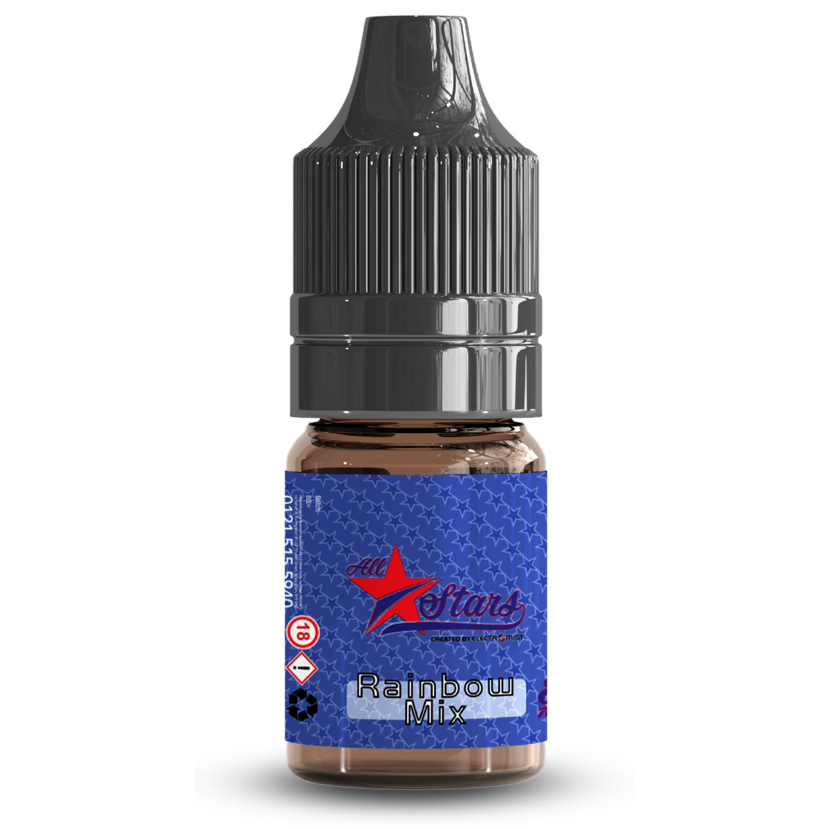 All Stars E-Liquid from the vape brand you can trust, Electromist, . Get your taste buds ready for a flavour sensation, Rainbow Mix. Nicotine Content: 6mg/12mg/18mg Products may contain nicotine. For over 18s Only ejuice, vape pen, eliquid, e cigarette, 10ml, vaping, cloud, PG, VG, 60/40, vape liquid, Flavour, TPD