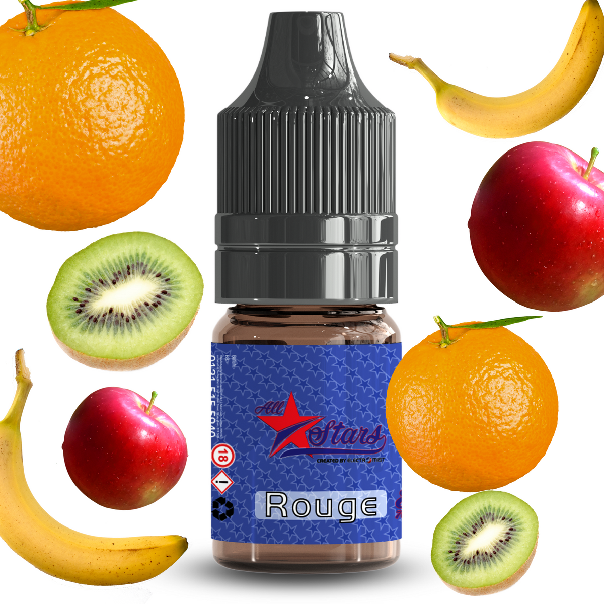 All Stars E-Liquid from the vape brand you can trust, Electromist, . Get your taste buds ready for a flavour sensation, Rouge. Nicotine Content: 6mg/12mg/18mg Products may contain nicotine. For over 18s Only ejuice, vape pen, eliquid, e cigarette, 10ml, vaping, cloud, PG, VG, 60/40, vape liquid, Flavour, TPD