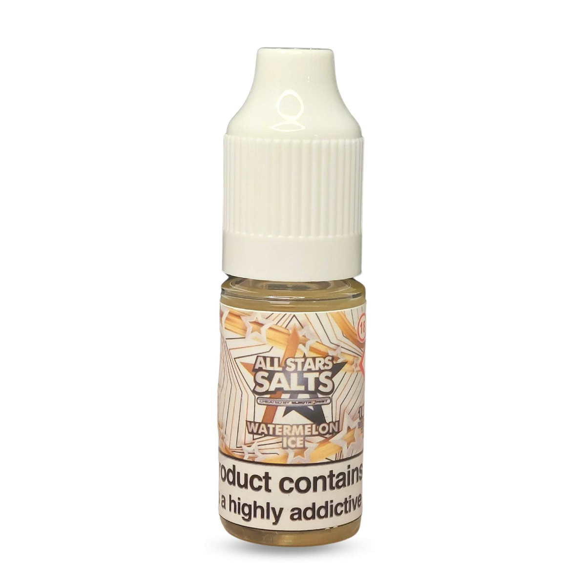 All Stars Salts from the vape brand you can trust, Electromist. Get your taste buds ready for a flavour sensation, Watermelon Ice. Nicotine Content: 6mg/12mg/18mg Products may contain nicotine. For over 18s Only ejuice, vape pen, eliquid, e cigarette, 10ml, vaping, cloud, PG, VG, 60/40, vape liquid, Flavour, TPD