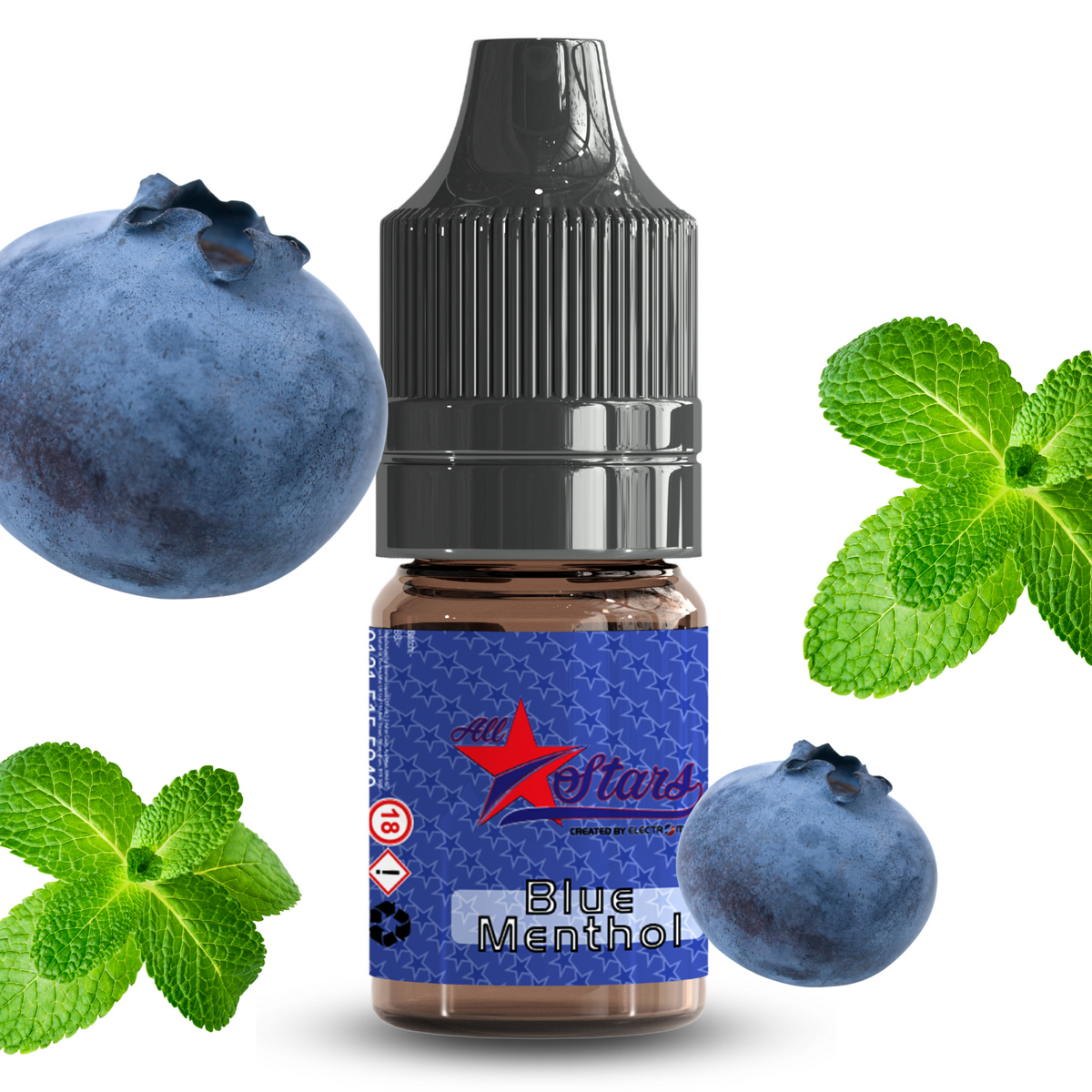 All Stars E-Liquid from the vape brand you can trust, Electromist, . Get your taste buds ready for a flavour sensation, Blue Menthol Nicotine Content: 6mg/12mg/18mg Products may contain nicotine. For over 18s Only ejuice, vape pen, eliquid, e cigarette, 10ml, vaping, cloud, PG, VG, 60/40, vape liquid, Flavour