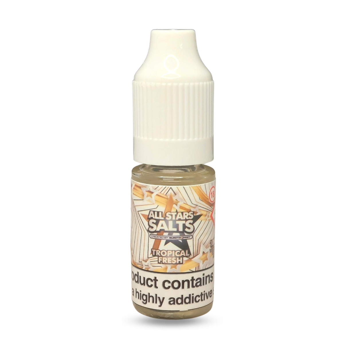 All Stars Salts from the vape brand you can trust, Electromist. Get your taste buds ready for a flavour sensation, Tropical Fresh. Nicotine Content: 6mg/12mg/18mg Products may contain nicotine. For over 18s Only ejuice, vape pen, eliquid, e cigarette, 10ml, vaping, cloud, PG, VG, 60/40, vape liquid, Flavour, TPD