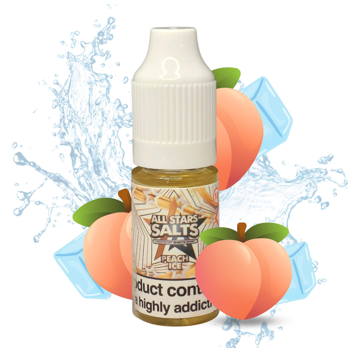 All Stars Salts from the vape brand you can trust, Electromist, . Get your taste buds ready for a flavour sensation, Peach Ice. Nicotine Content: 6mg/12mg/18mg Products may contain nicotine. For over 18s Only ejuice, vape pen, eliquid, e cigarette, 10ml, vaping, cloud, PG, VG, 60/40, vape liquid, Flavour, TPD