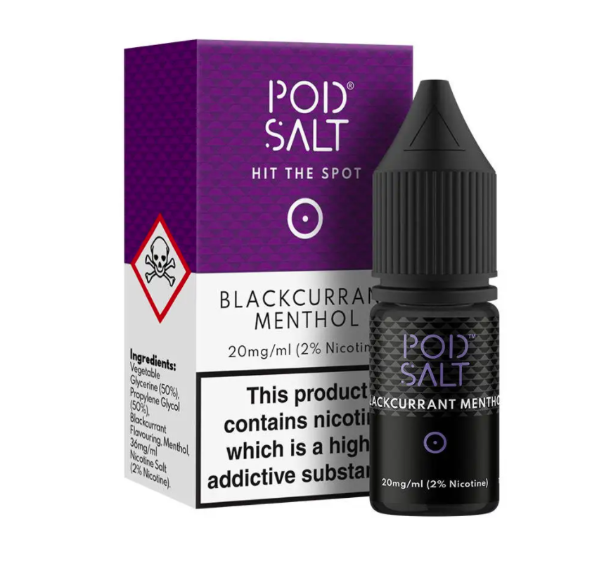pod salt, blackcurrant, blackcurrant menthol, 20mg, 11mg, 10ml, e-liquid